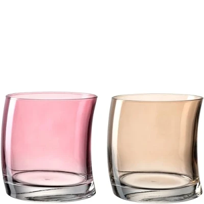Imagen de Leonardo Swing 70701 Juego de vasos agua (12 unidades, aptos para lavavajillas, forma curvada, 250 ml), color rojo y beige