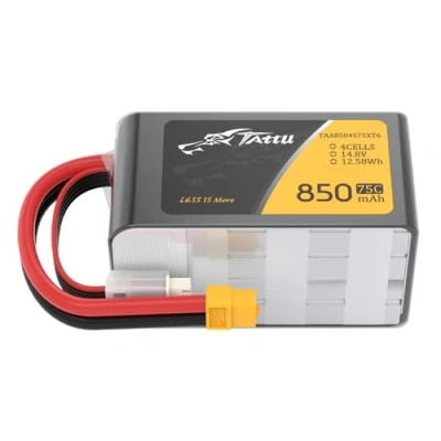 Imagen de Tattu 850mAh 14.8V 75C 4S1P Batería recargable de Li Po con conector XT60 para FPV Racing Quadcopter Tamaño H y X