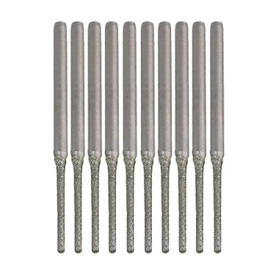 Imagen de Lote de 10 brocas extensoras con punta plateada diamante, BQLZR, para taladrar agujeros sobre minerales, perlas, ágatas o joyas, plateado, BQLZRN30293