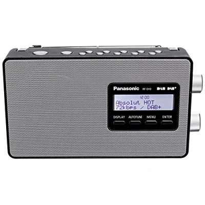 Imagen de Panasonic RF D10EG K Radio Digital Portátil Dab/Dab+/FM, Pantalla LCD Retroiluminada, Alimentación por Batería y Red Eléctrica, Reloj, Color Negro