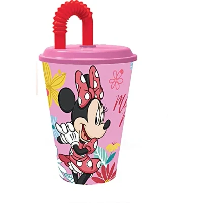 Imagen de ALMACENESADAN 2069, Vaso Looping Minnie Electric doll; con caña reutilizable; capacidad 420 ml; producto de plástico. No BPA.