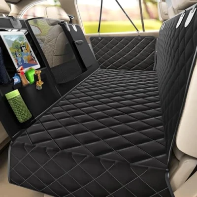 Imagen de Gimars Funda Coche Perro, 150*137cm Impermeable y Antidesliante Perro Coche, Protector Asiento Trasero Manta Perros con Malla Visible, Cremallera Cubierta Frontal Extraíble para SUV Camión