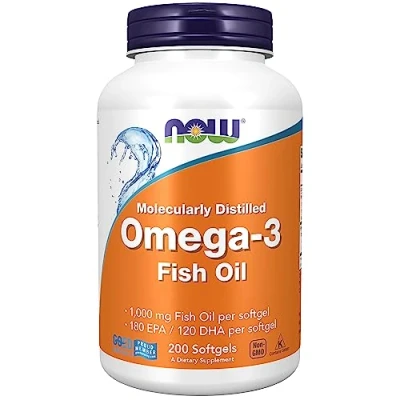 Imagen de Now Foods, Molecularly Distilled Omega 3 (Destilado Molecularmente), con EPA y DHA, Alta Dosis, 200 Cápsulas blandas, Probadas en Laboratorio, Sin Soja, Gluten, No GMO