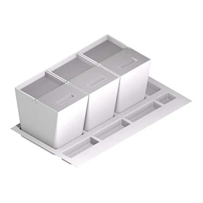 Imagen de Menage Confort Cubo de Basura y Reciclaje para cajón Cocina Tapa Acero Inoxidable, PP Blanco, 900 mm Ancho Mueble/Alto Producto 235