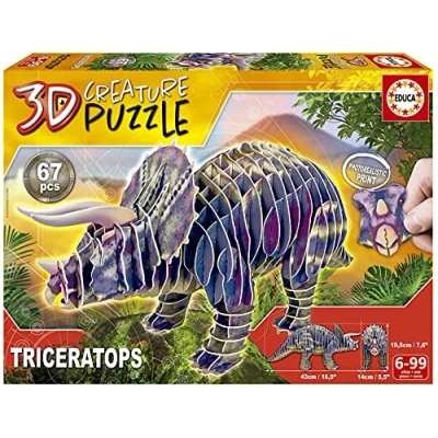 Imagen de Educa Puzzle 3D Triceratops Creature Puzzle. Monta tu Propio Dinosaurio a Partir de 5 años (19183)