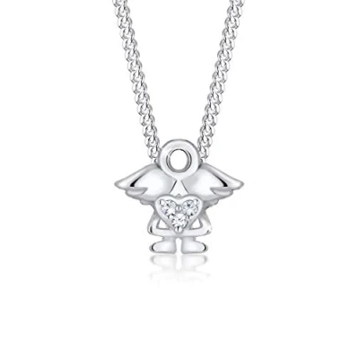 Imagen de Elli Collares Cadena para mujer con colgante forma de ángel y cristales , fabricada en plata ley 925 chapada oro