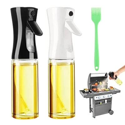 Imagen de DOBIGER 2 Piezas Pulverizador Aceite Spray Cristal, 200ml Cocina, Aceitera con Pincel de Silicona, Difusor Cocina para Freidora Aire, Grill, Ensalada