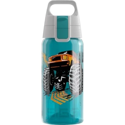 Imagen de Sigg VIVA ONE Monstertruck cantimplora infantil (0.5 L), botella transparente sin sustancias nocivas con tapa hermética, para niños usar una mano