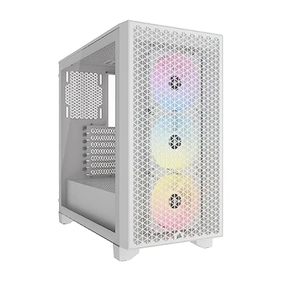 Imagen de CORSAIR 3000D RGB Airflow Chasis para PC Semitorre 3 Ventiladores AR120 Compatibilidad con GPU de Tres Ranuras Admite hasta 8 120 mm Diseño Gran Caudal Aire Blanco
