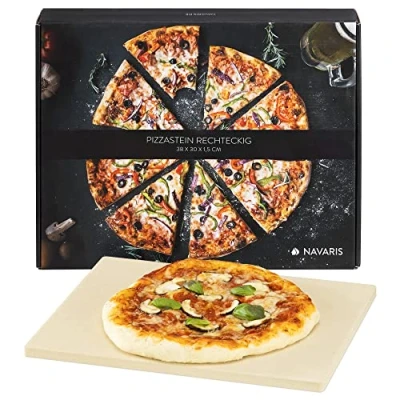 Imagen de Navaris Piedra para pizza de cordierita horno rectangular o pan Bandeja parrilla barbacoa grill XL 38 x 30 1.5CM