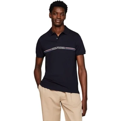 Imagen de Tommy Hilfiger Polo de Manga Corta para Hombre Regular Fit, Azul (Desert Sky), S