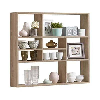 Imagen de FMD 269 001 Estantería de pared, madera roble con decoración, 90 x 16 78.5 cm