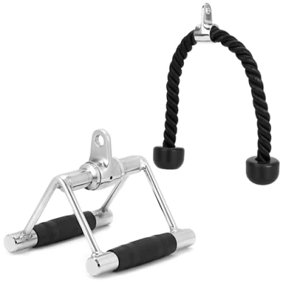 Imagen de QWORK® Cuerda de tríceps y Mango con articulación giratoria Accesorios para máquinas Cable Gimnasio
