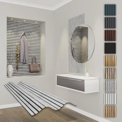 Imagen de HEXIM Chicago Concrete APF10 Paneles acústicos de madera densidad media flexibles para pared 118 x 60 cm, revestimiento paredes, interiores, aislamiento acústico (1 panel,