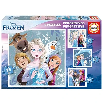 Imagen de Educa Set de 4 Puzzles Infantiles progresivos 12 a 25 Piezas con Las imágenes Frozen y Sus Amigos. Medidas: 16 x cm. Recomendados Partir 3 años (19735)