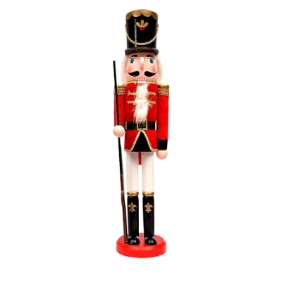 Imagen de Ciao Christmas Nutcracker Toy Soldier Halberdier (60cm) Wooden Decoration with Fabric, Red/Black, Wood, 60 cm