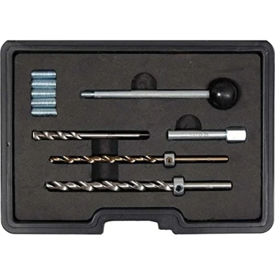 Imagen de Yato Kit Profesional de reparación roscas inyector, 10 Piezas, Acero HSS sólido, M6 M8, Motores CDI, Cortador Grifo, Tornillos fijación inyector