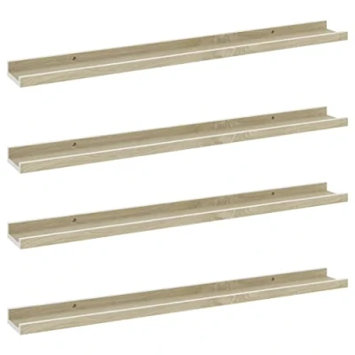 Imagen de vidaXL 4X Estantes de Pared Repisa Flotante Balda Estantería Salón Sala Estar Estudio Exhibición Colgante Decoración Blanco y Roble Sonoma 80x9x3cm