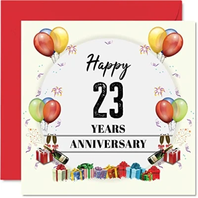 Imagen de tarjeta de aniversario 23 para marido y esposa, fiesta aniversario, feliz boda pareja, tarjetas felicitación 145 mm x veintitrés aniversarios