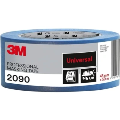 Imagen de 3M Pro Cinta de Enmascarar Profesional 2090 para Superficies Universales 1 Rollo 48 mm x 50 m Resistente a los Rayos UV y al Agua, Pintar Decorar Tanto Interiores como Exteriores