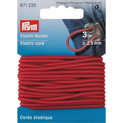 Imagen de Prym Cuerda elástica, 60% ED 40% PES, Rojo, Ø 2,5 mm 3 m,