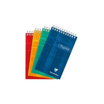 Imagen de Clairefontaine 8642C Un bloc Pupitre à spirale en tête 160 pages détachables 10,5x17 cm 90g petits carreaux, couverture carte pelliculée couleur aléatoire