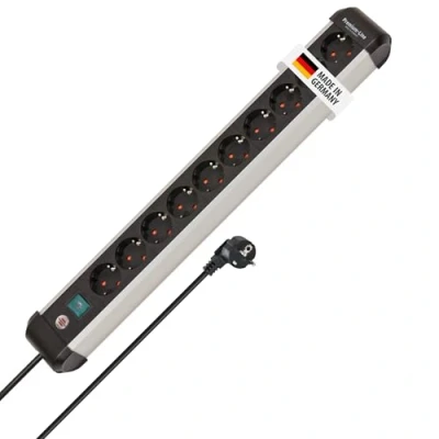 Imagen de Brennenstuhl Premium ALU Line regleta enchufes de 10 Tomas/regleta Aluminio (Enchufe múltiple con Interruptor, Cable 3 m, Fabricado en Alemania)