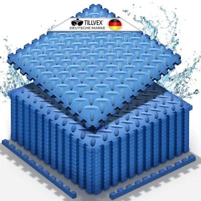 Imagen de tillvex® Esterilla protectora de suelo para piscina, 60 unidades, piscina y exteriores, protección del suelo, aislante calor, lámina el Hottub