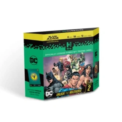 Imagen de HRO DC Comics Unlock The Multiverse Capítulo 2 8 Cajas de iniciación Premium, NFT híbridas, Paquete 58 Tarjetas coleccionables (United States Playing Card Co