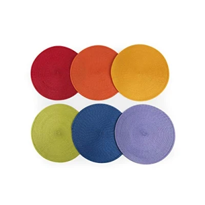 Imagen de Excelsa Round Juego de 6 manteles Individuales, Polipropileno, Multicolor, Diametro 36 cm,