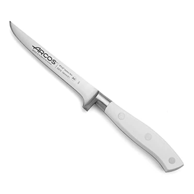 Imagen de Arcos Cuchillo deshuesador con Hoja Acero Inoxidable Nitrum 130 mm. profesional para cortar huesos carne. Mango ergonómico polipropileno. Serie Riviera Blanc. Color blanco.