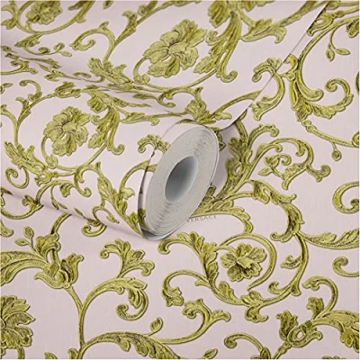 Imagen de Papel pintado Versace Barroco tejido no 10.05 m x 0.70 Oro Rosa Verde Fabricado en Alemania 343264 34326 4