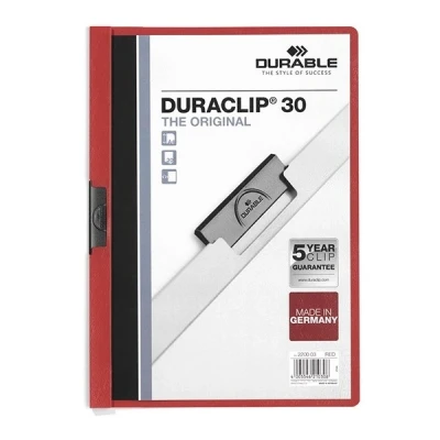 Imagen de Durable 220003 Carpeta Duraclip dossier pinza lateral (para 1 30 hojas A4), 25 piezas, rojo