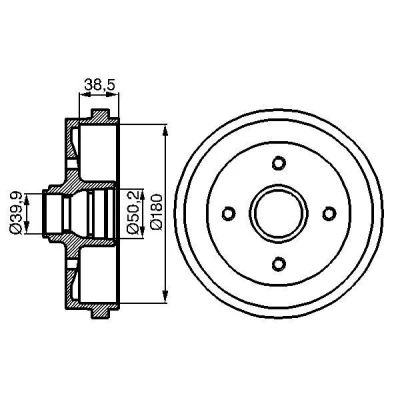 Imagen de BOSCH 0 986 477 002 Tambor de Freno sin cojinete rueda 211 Eje trasero VOLKSWAGEN: GOLF 1 Cabriolet, 2, Polo III Hatchback, SEAT: Arosa