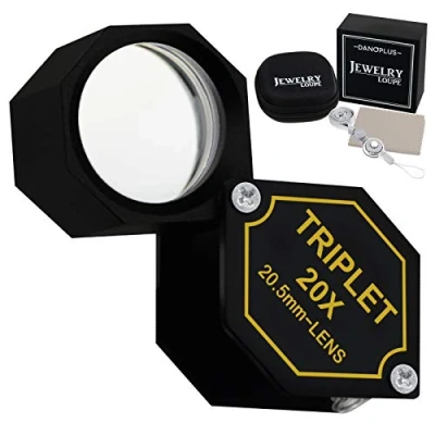 Imagen de 20x Lupa Joyería Trillizo Lente 20.5mm Óptico Vaso Joya Aumentador Herramienta para Joyero, Sello Filatelista, Acuñar Numismático, Acromático Negro Hexagonal Diseño Equipo Conjunto