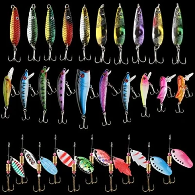 Imagen de Leeko Spinner Juego de 30 anzuelos pesca para lucio, trucha, perca y lucioperca., Typ 4