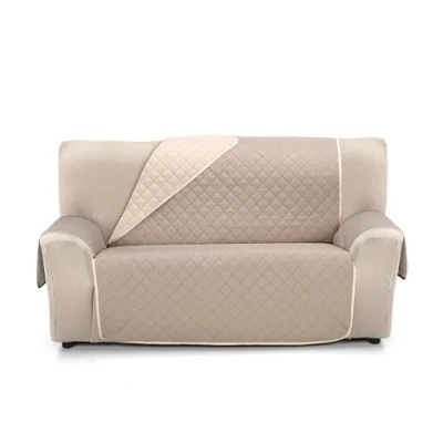 Imagen de S &amp; T Funda Sofa 3 Plazas Cuero Cubre Reversible Sofá Protector Acolchado Antiácaros 100% Poliéster Fabricado en España