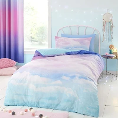 Imagen de Catherine Lansfield Juego de Funda edredón Reversible con Almohada para Cama Individual, Color Pastel