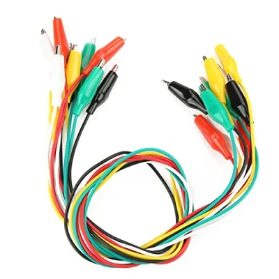 Imagen de 10 Piezas Pinzas de Cocodrilo Doble Extremo 50 cm Clip Alambre Prueba Diámetro del Cable 2.5 mm / 0.1in Rojo Negro Blanco Amarillo Verde