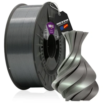 Imagen de WINKLE Filamento PLA Silk (Seda) Plata Mercurio Impresora 3D 1,75mm 1kg Acabado Suave y Sedoso Precisión Dimensional Bobina