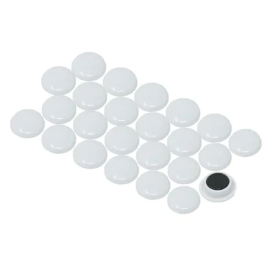 Imagen de Grandes Imanes de Oficina Planificacion Blanca para Refrigerador, Pizarra, Tablero Anuncios, Archivador 40mm Diametro x 8mm Alto Paquete 12