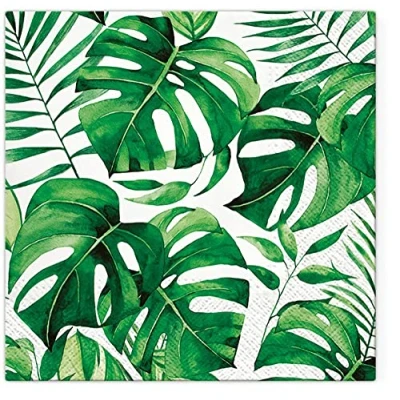 Imagen de Servietten Sommer 20 servilletas de hojas la jungla, Monstera, selva, tropical, verano, decoración mesa, 33 x cm
