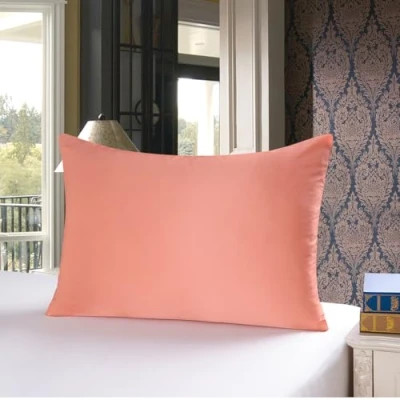 Imagen de townssilk Funda de almohada seda 100 % 19 mommes, 50 x 70 cm, reversible, con cremallera oculta, coral