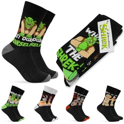 Imagen de Shrek Calcetines Hombre Conjunto 5 Pares, Talla 40 46 Divertidos, Navidad Regalos Hombres Adultos