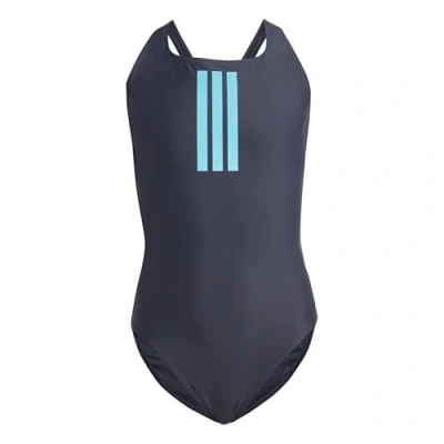 Imagen de adidas Traje de baño Femenino 3 Rayas con Espalda en V 30, Legend Ink/Lucid Cyan, 58