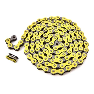 Imagen de KHE BMX/FIXIE Cadena 1/2&quot; x 1/8&quot; 112 eslabones a la izquierda, solo 385 g, con candado I4, muchos colores (amarillo)