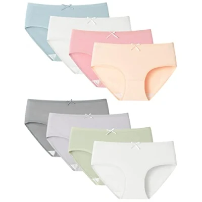 Imagen de Adorel Braguitas Algodón Suave Ropa Interior Básico para Niña Pack de 8 Multicolor 10 11 Años (Tamaño del Fabricante M)