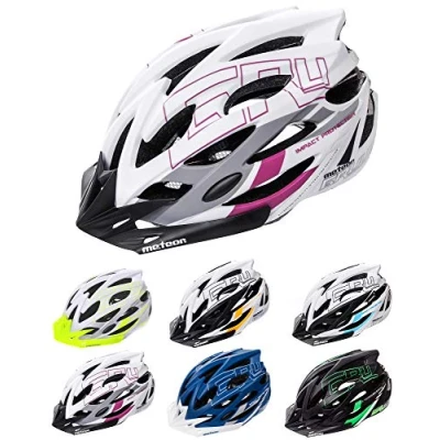 Imagen de meteor Cascos Casco Bicicleta Helmet Bici Adulto Skate Ciclismo Patineta Patines Monopatines Accesorios Gruver (M (55 58 cm), Blanco/Negro/Violeta)