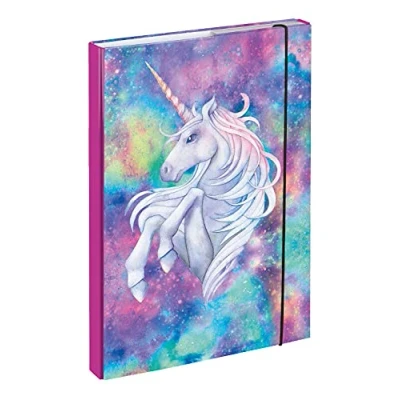 Imagen de baagl Carpeta para mochila escolar A4 niños con goma elástica y solapas interiores cierre de niñas (Unicorn)