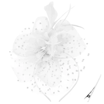 Imagen de DRESHOW Fascinators Sombrero Tocados De Pinza Para El Pelo Cabeza Mujer Novia Fiesta Boda Moderno Con Pluma Royal Ascot Niñas y Mujeres